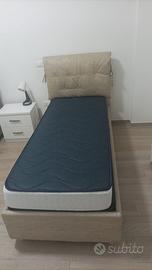 Letto singolo con contenitore e materasso ortop