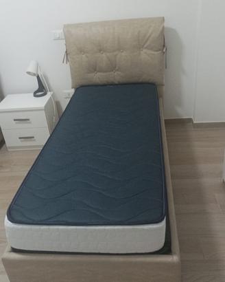 Letto singolo con contenitore e materasso ortop
