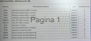 Frutti elettrci AVE Sistema 45