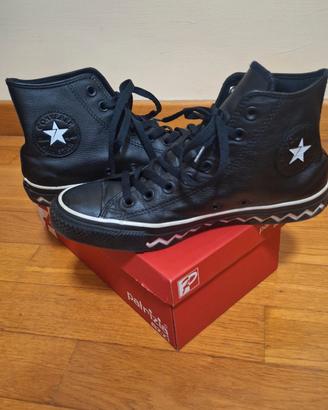Scarpe Converse donna nere in pelle n.39.5