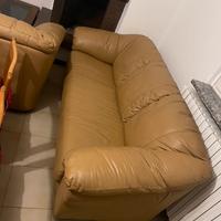 Coppia di divani 2 e 3 posti in pelle