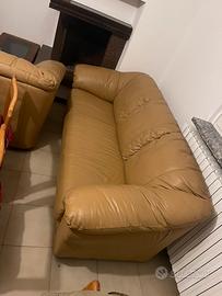 Coppia di divani 2 e 3 posti in pelle
