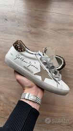 Golden goose superstar leopard scritta oro rosa