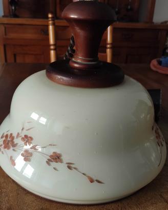 lampadario vetro e legno shabby