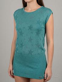 Elisa Landri maxi maglia tunica L 44 verde lurex