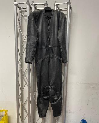 Tuta da moto originale anni '60 in pelle nera -