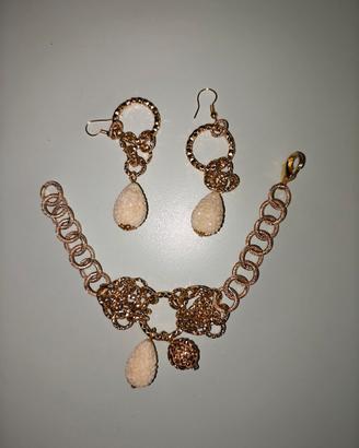 bracciale e orecchini donna dorati 