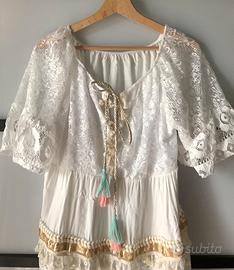 Abito moda Positano tg 48 bianco pizzo