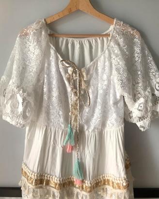 Abito moda Positano tg 48 bianco pizzo