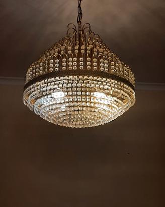 Lampadario a 6 lampadine con piccole gocce in vetr