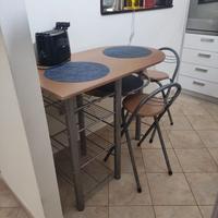 TAVOLO PENISOLA BANCO DA CUCINA CON SEDIE
