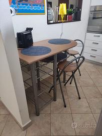 TAVOLO PENISOLA BANCO DA CUCINA CON SEDIE