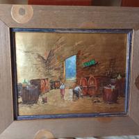 quadro dipinto su lastra dorata
