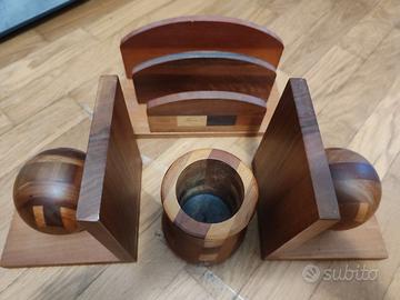 Set da Scrivania Artigianale in Legni Pregiati