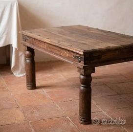 Tavolino da salotto etnico in legno massello 