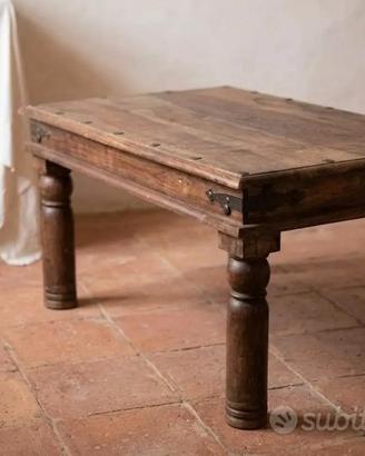 Tavolino da salotto etnico in legno massello 