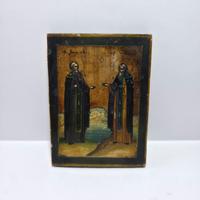 Antica Icona Ortodossa due Santi fine XIX