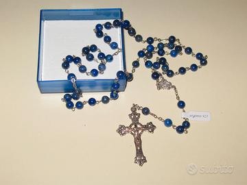 Rosario in argento 925/1000 grani in lapislazzulo