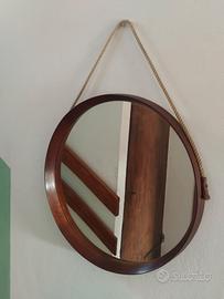 Specchio da parete cornice in teak anni 70