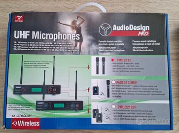 Set centralina e 2 microfoni a gelato UHF wireless