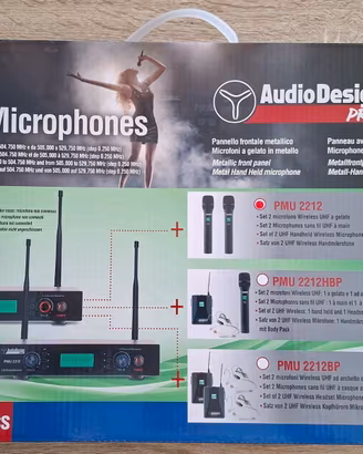 Set centralina e 2 microfoni a gelato UHF wireless