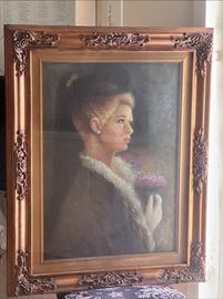 Grande Dipinto Olio su Tela - Ritratto Femminile d