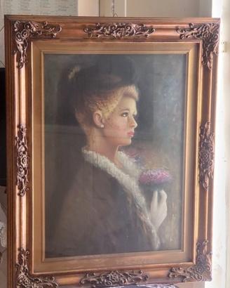 Grande Dipinto Olio su Tela - Ritratto Femminile d
