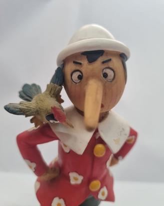 Statuetta Pinocchio in Resina Vintage con Picchio
