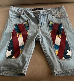 Bermuda jeans con toppe fantasia estate