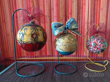 palline di natale in ceramica di castelli dipinte 