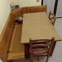 Panca angolare in rovere massiccio + tavolo