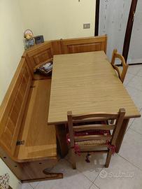 Panca angolare in rovere massiccio + tavolo
