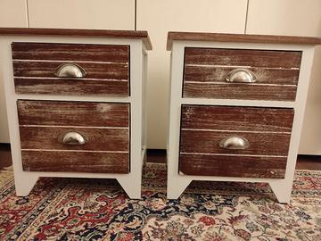Coppia comodini legno e metallo