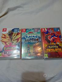 pokemon scarlatto,pokemon scudo e pokemon arceus