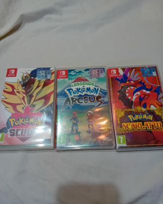 pokemon scarlatto,pokemon scudo e pokemon arceus