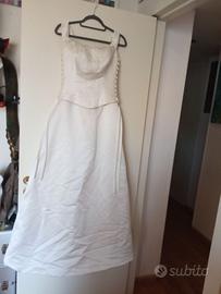 ABITO DA SPOSA O DA GALA IN RASO BIANCO TAGLIA 44