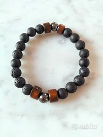 Bracciale braccialetto pietra lavica unisex elasti