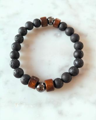 Bracciale braccialetto pietra lavica unisex elasti