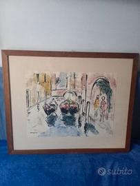 Quadro acquerello su carta, artista D'angelo