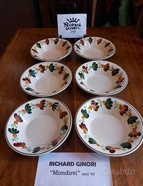 RICHARD GINORI "Mondovi" Gio' Ponti 6 piatti fondi