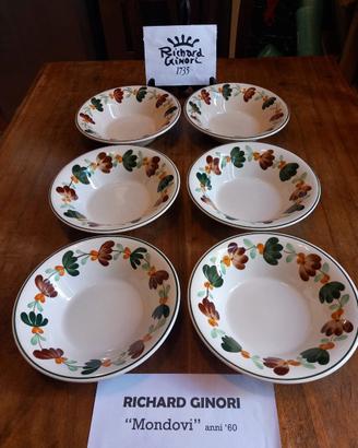 RICHARD GINORI "Mondovi" Gio' Ponti 6 piatti fondi