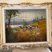 Quadro Olio su Tela - Scena di Caccia