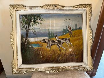 Quadro Olio su Tela - Scena di Caccia