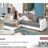 Divano letto contenitore con penisola 