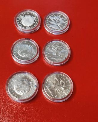 Lotto 6 monete Argento Verso Il 2000 98/99/00