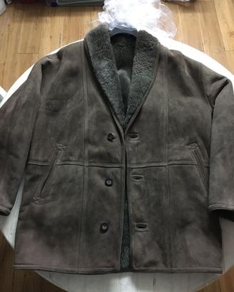 Giaccone cappotto pelle montone scuro Shearling