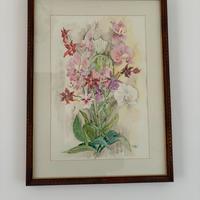 Quadro floreale con cornice  legno massiccio