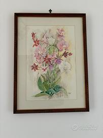 Quadro floreale con cornice  legno massiccio