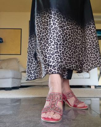 Sandalo in pelle con strass - nr. 36, 37 rosso