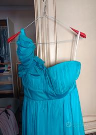 Abito elegante mono spalla Fever London blù pastel